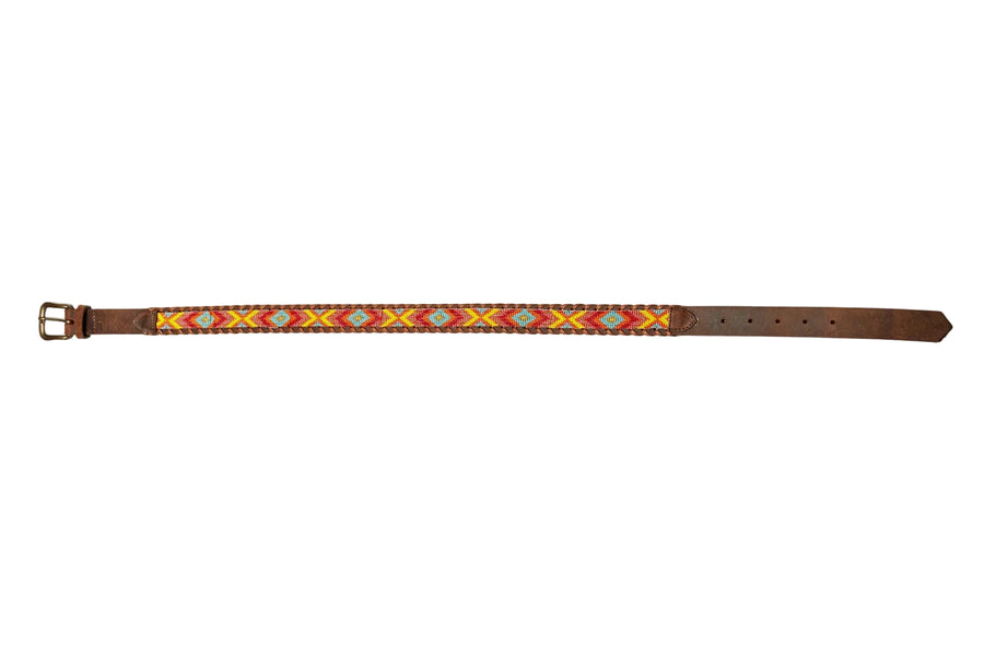 Coral Chevron beaded camp belt close
