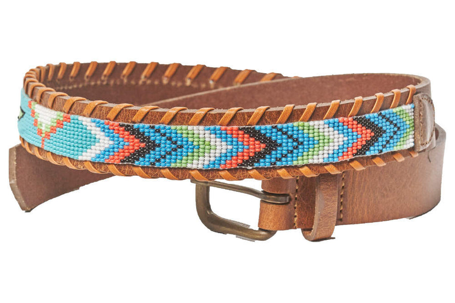 Turquoise Skybird beaded belt close